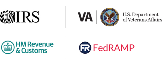 Logo of IRS, U.S. Department of Veterans Affairs, HM Revenue & Customs, FedRamp